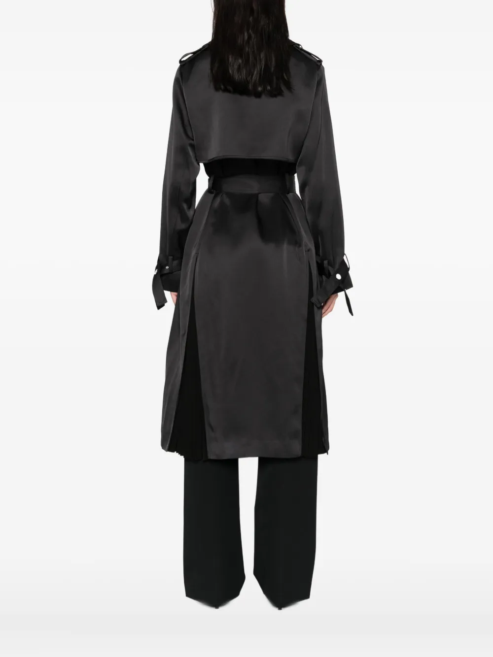 Karl Lagerfeld Belted Double-breasted Coat In Black