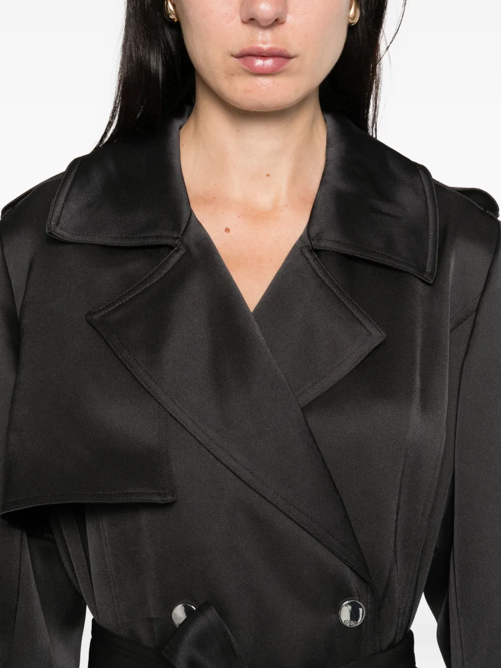 Karl Lagerfeld Belted Double-breasted Coat In Black