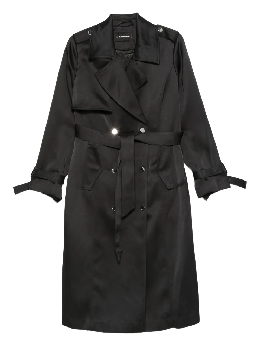 Karl Lagerfeld Belted Double-breasted Coat In Black