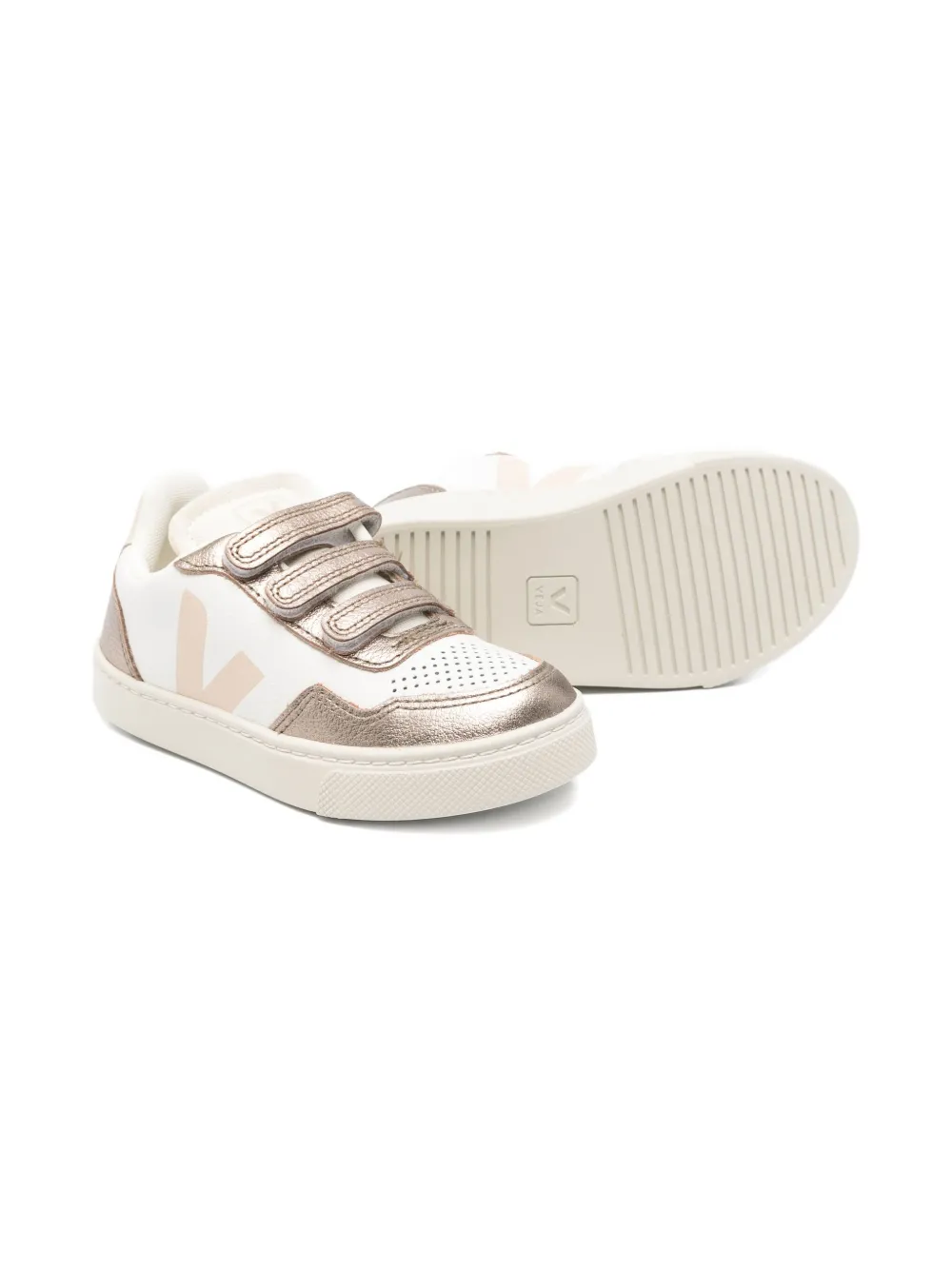 VEJA Kids leather strap sneakers White