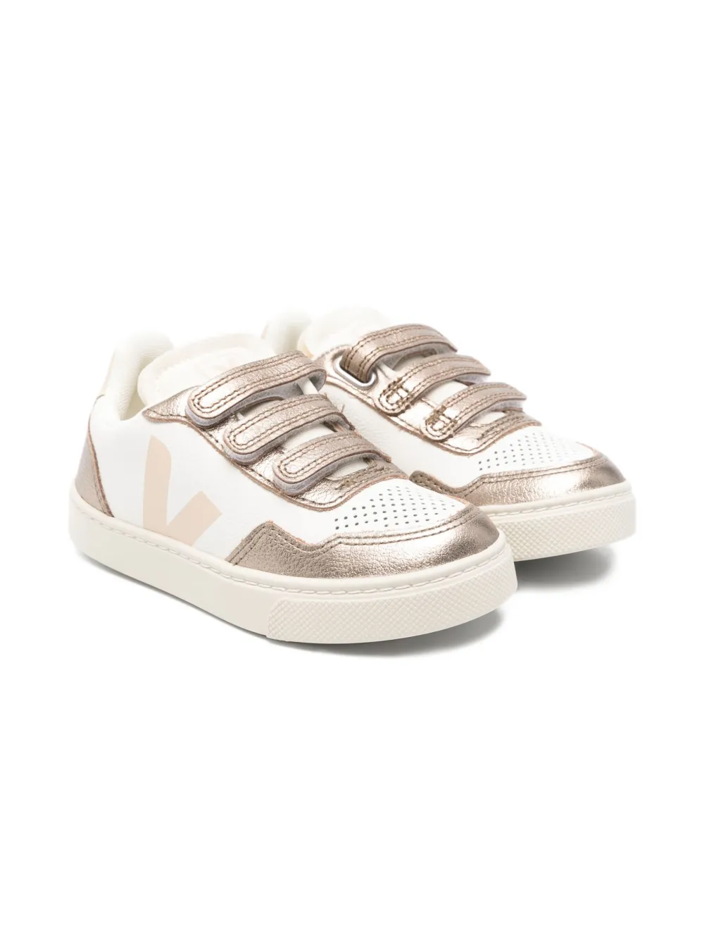 VEJA Kids leather strap sneakers White