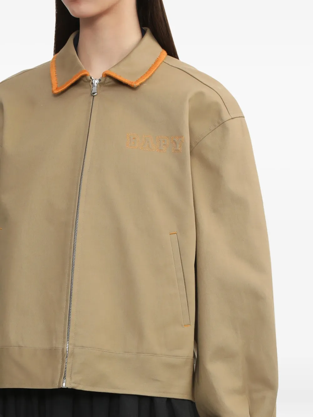 BAPY BY *A BATHING APE Jack met geborduurde kraag en rits Bruin