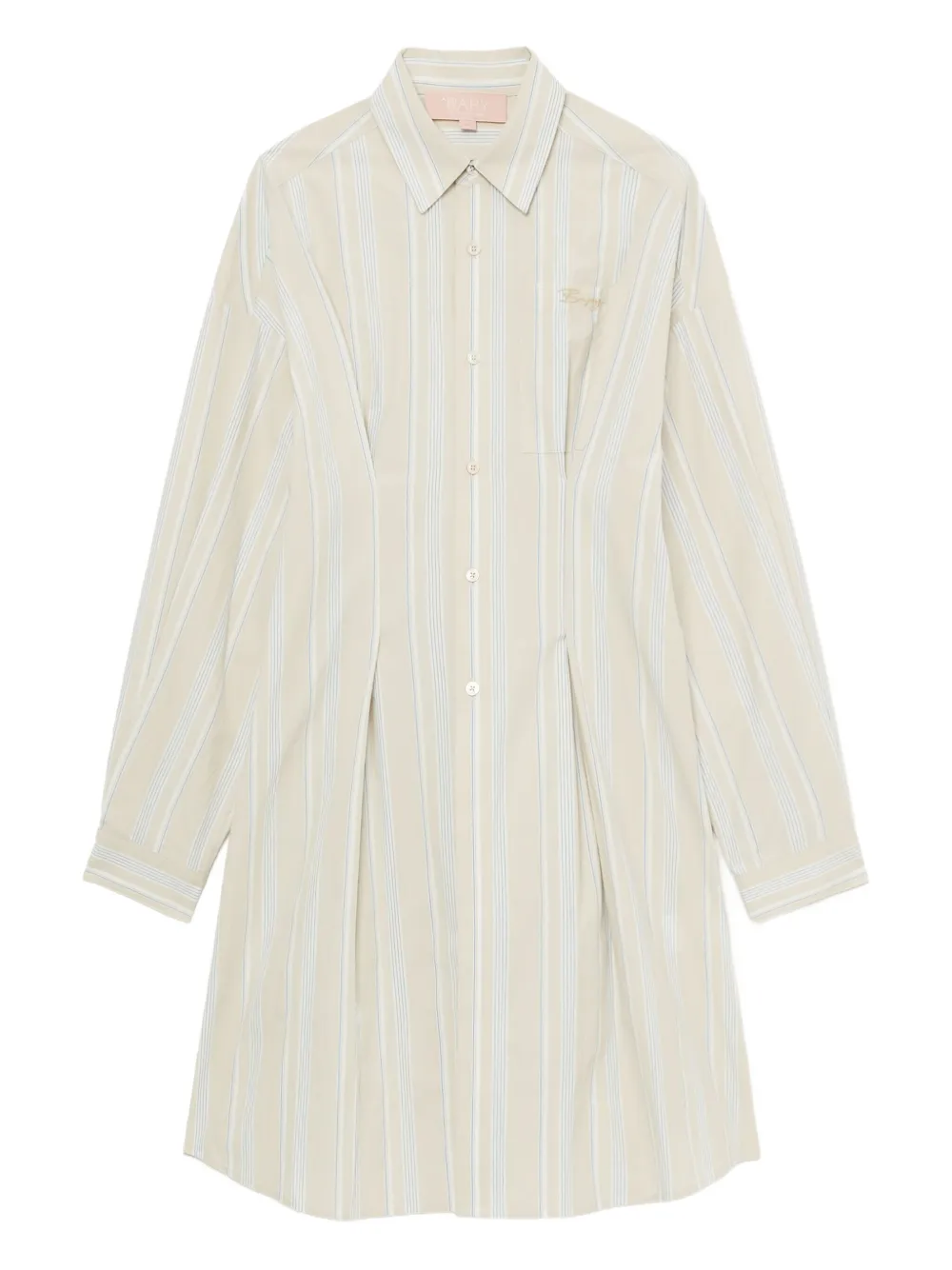 pleated striped shirt dress