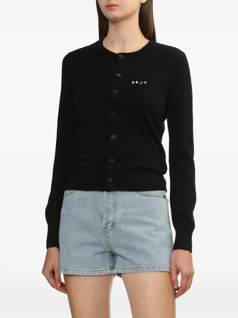 Bapy By *a Bathing Ape® Logo-embroidered Cardigan In Black