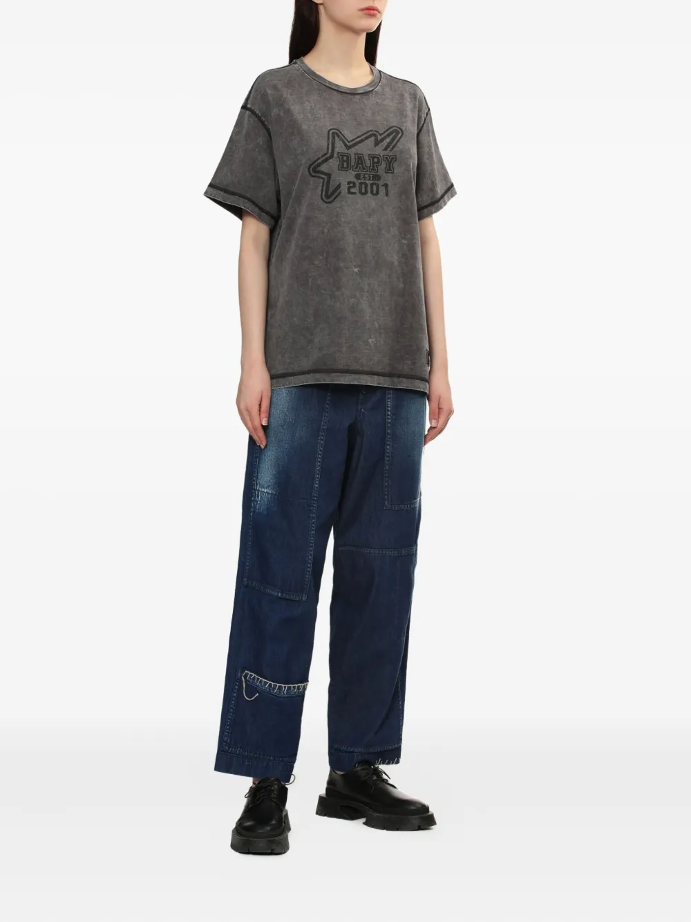 BAPY BY *A BATHING APE Katoenen T-shirt met logoprint Grijs