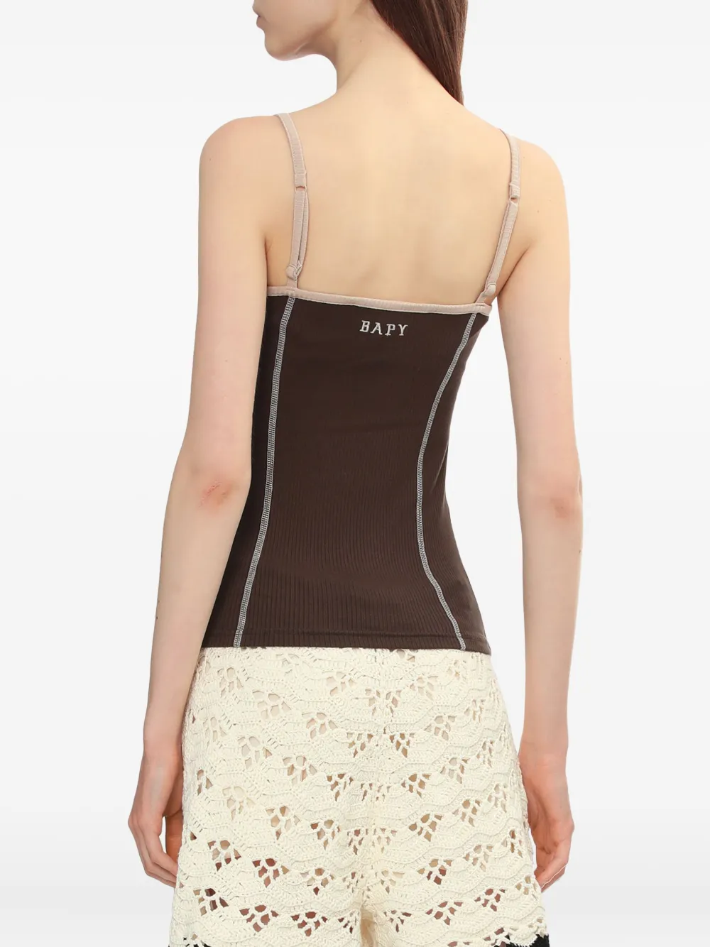 BAPY BY *A BATHING APE Geribbelde top met drukknoopsluiting Bruin