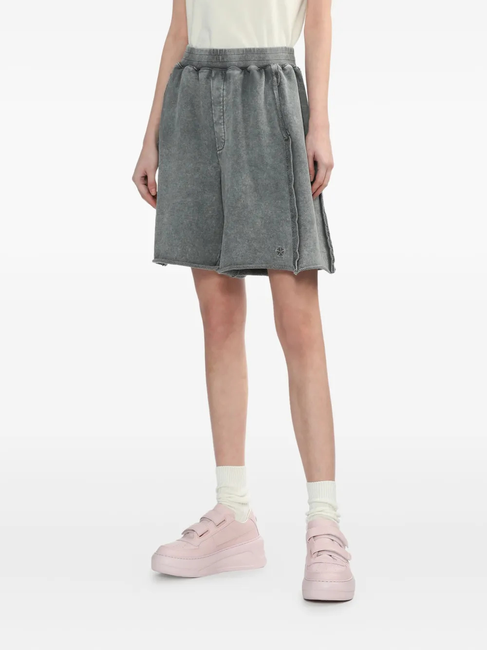 Bapy By *a Bathing Ape® Elastic-waist Rolled-edge Shorts In Gray
