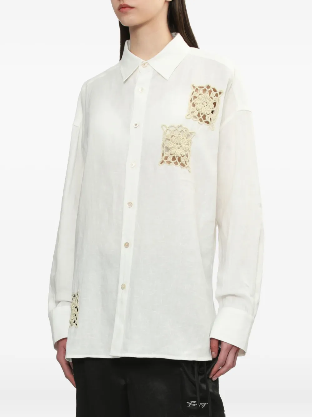 Bapy By *a Bathing Ape® Crochet-detail Linen Shirt In White