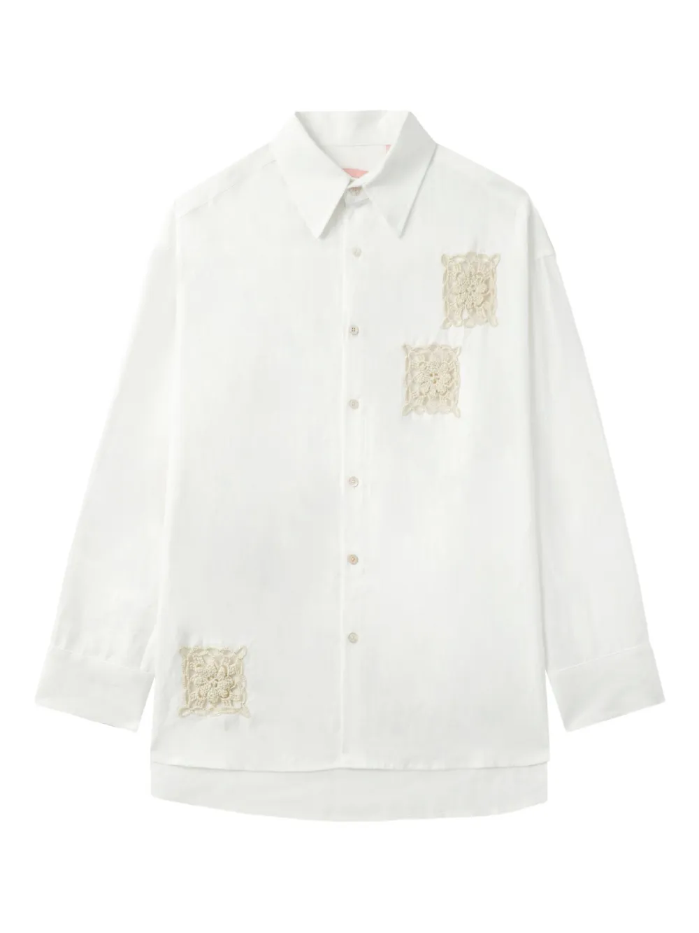 BAPY BY *A BATHING APE® crochet-detail linen shirt - ホワイト BAPY BY *A BATHING APE® crochet-detail linen shirt - ホワイト