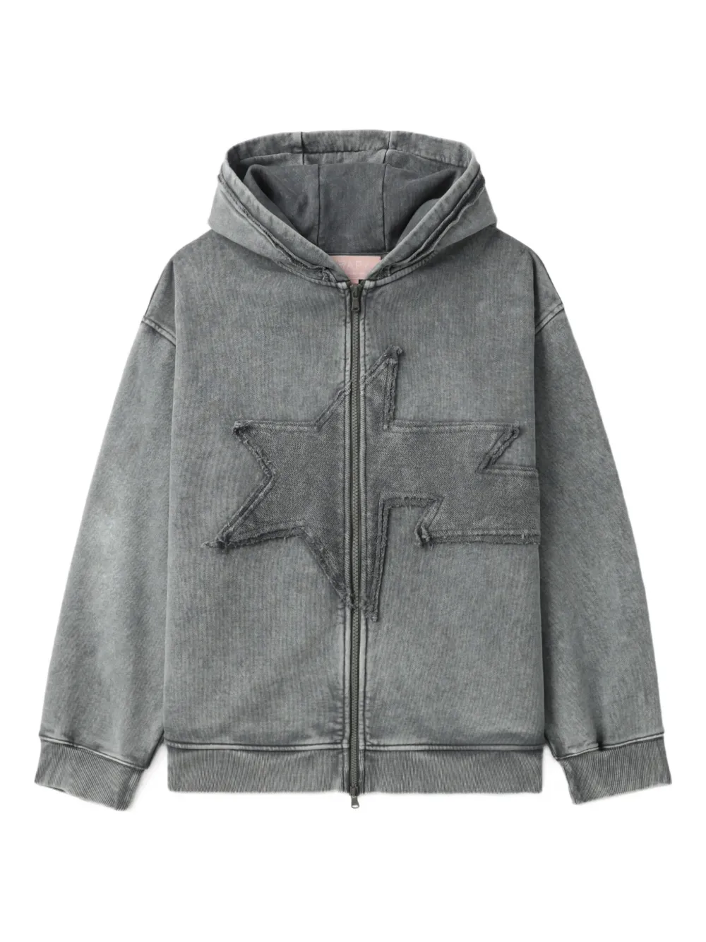 star-patch zip-up hoodie