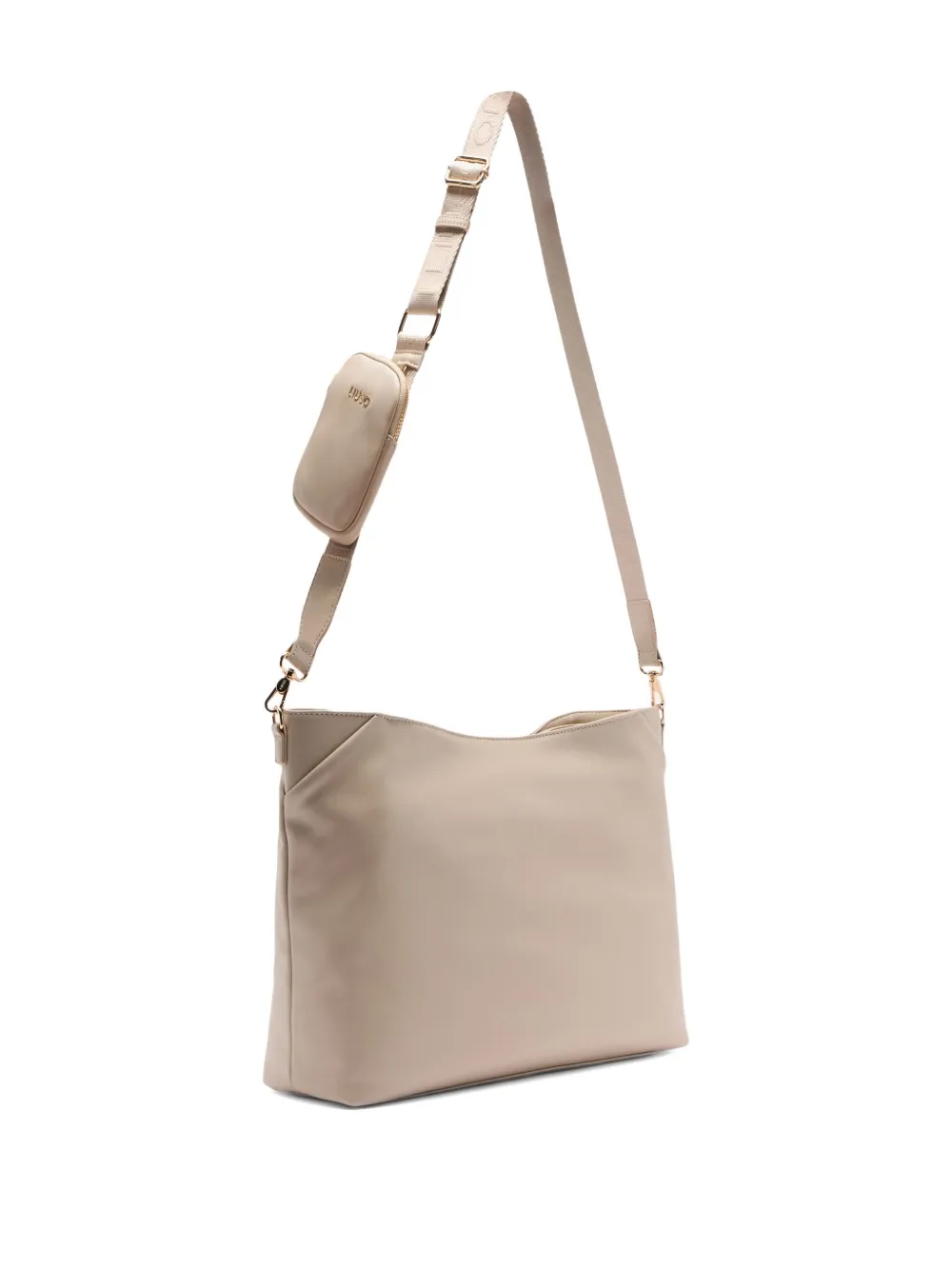 LIU JO Medium schoudertas met verstelbaar bandje en logoplakkaat - Beige