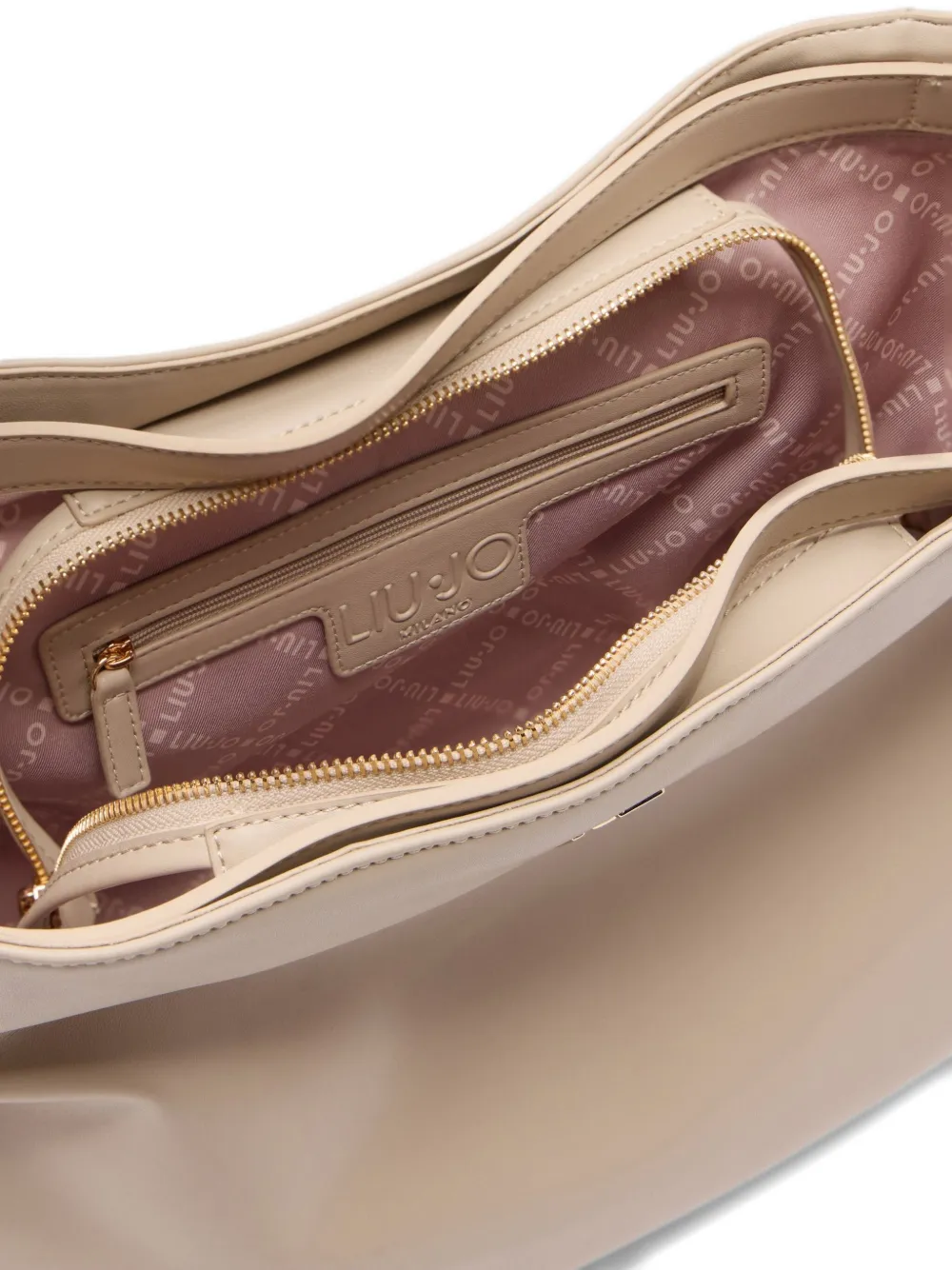 LIU JO medium logo-plaque adjustable-strap shoulder bag Beige