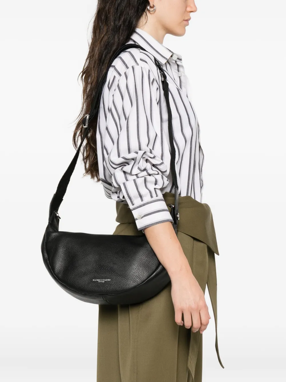 GIANNI CHIARINI Aisha crescent leather shoulder bag - Zwart