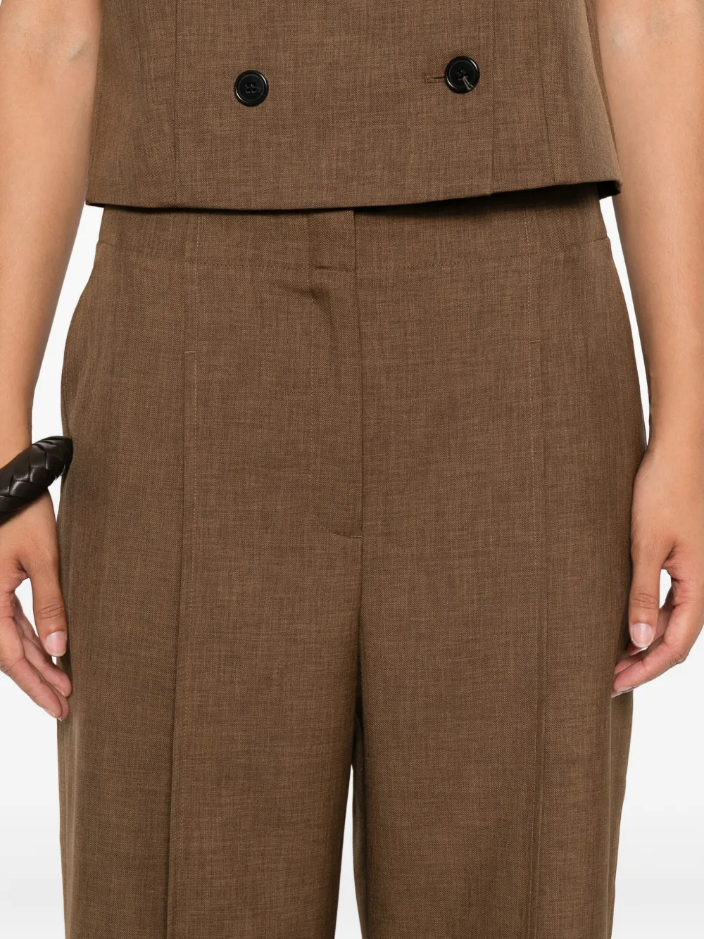 Theory Cropped plooibroek Bruin