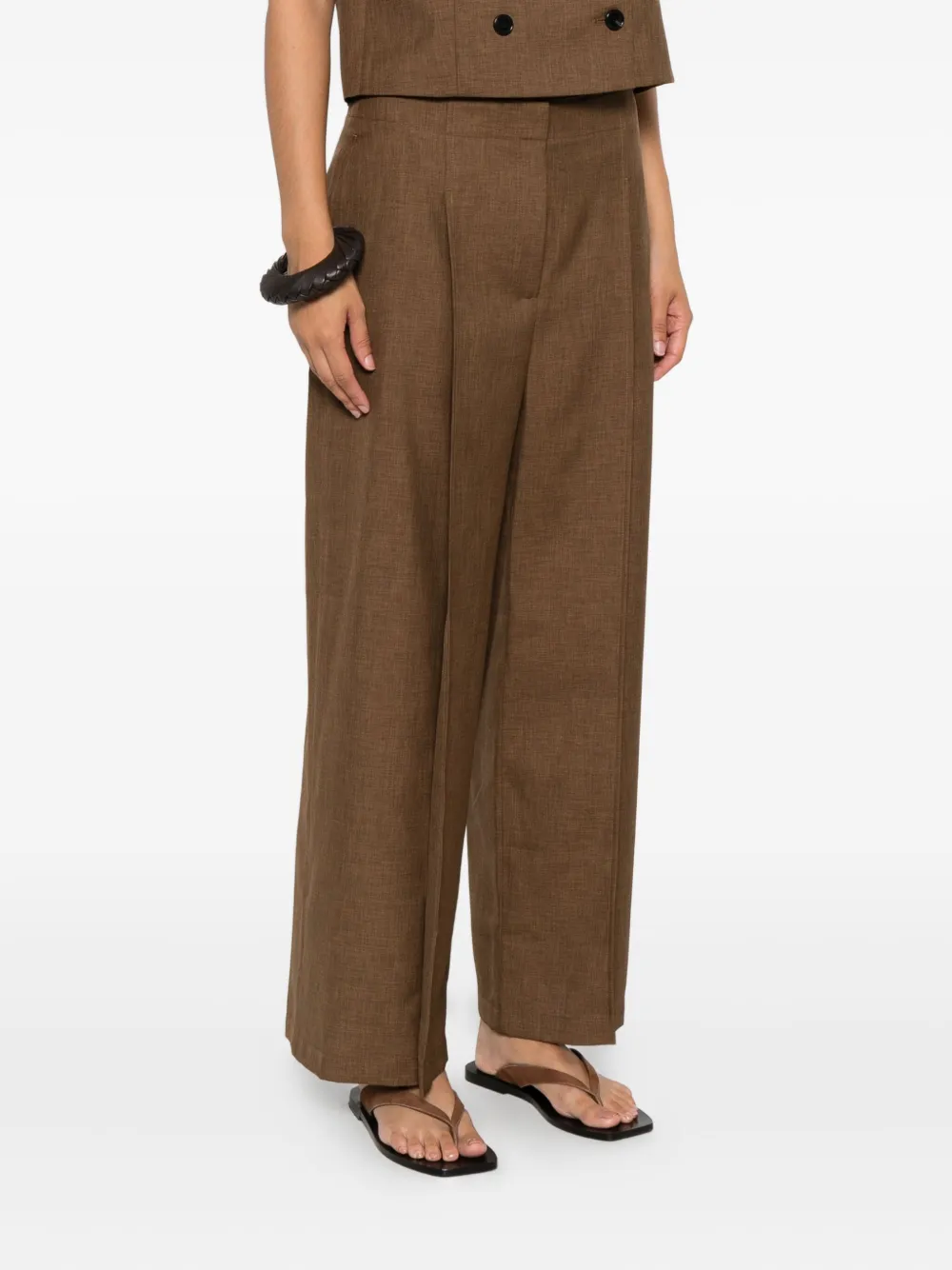 Theory Cropped plooibroek Bruin