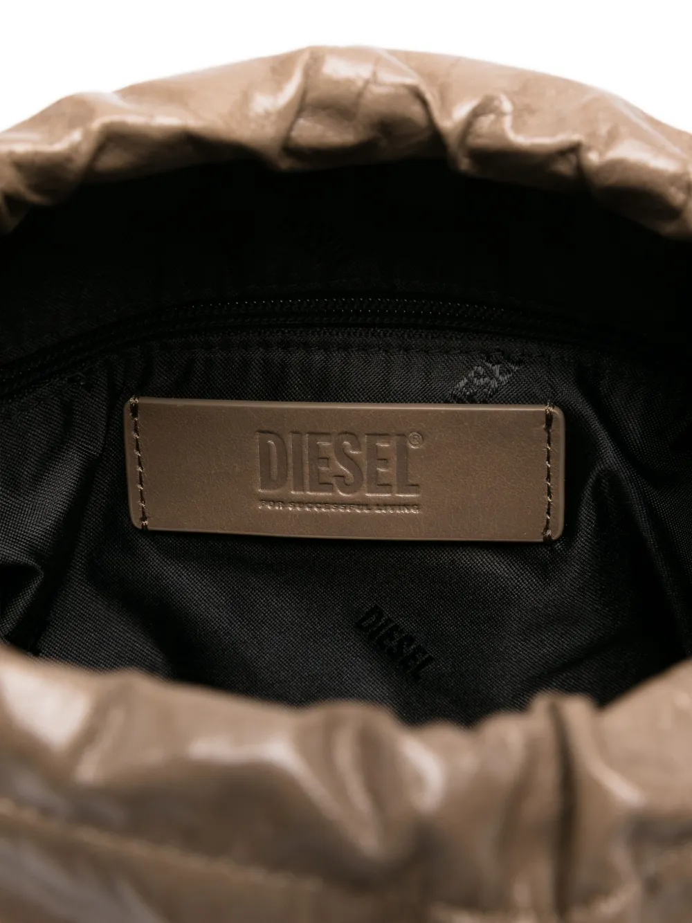 Diesel Leren bucket-tas Bruin
