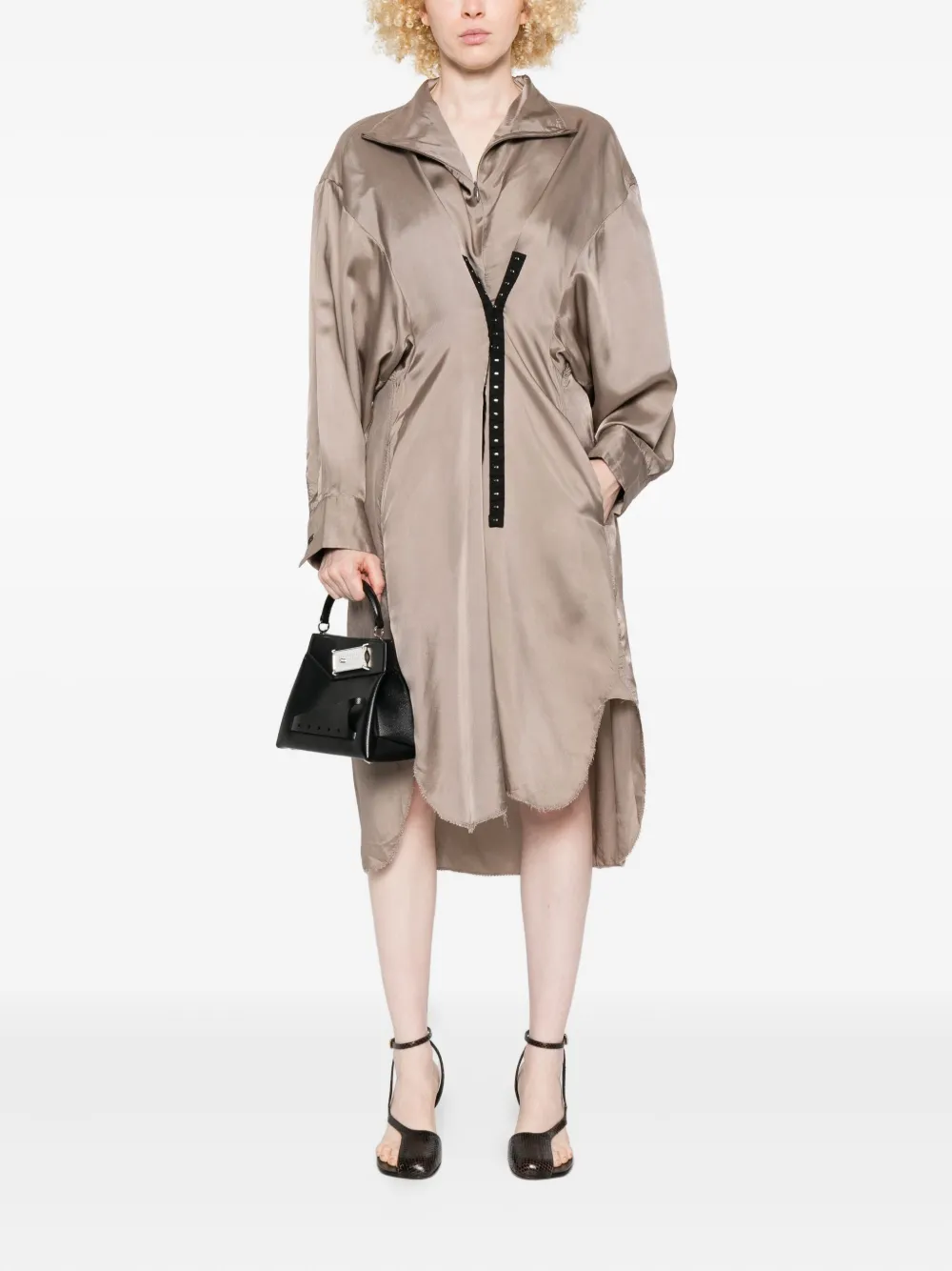 FEDERICO CINA high-neck shirt dress - Grijs