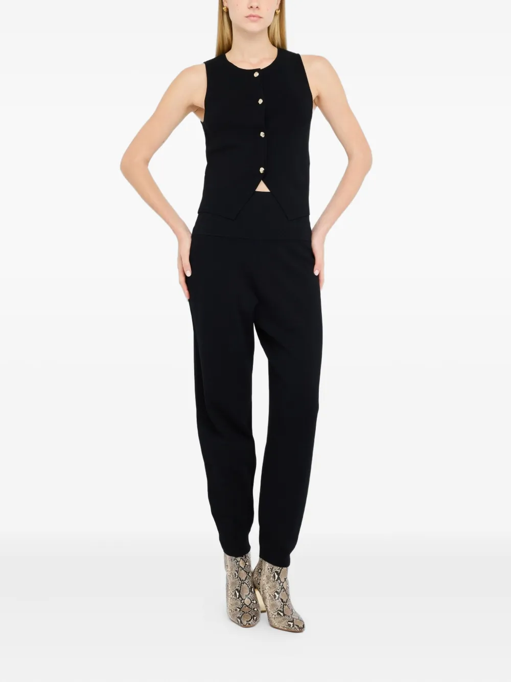 LIU JO waist-banded straight trousers Zwart