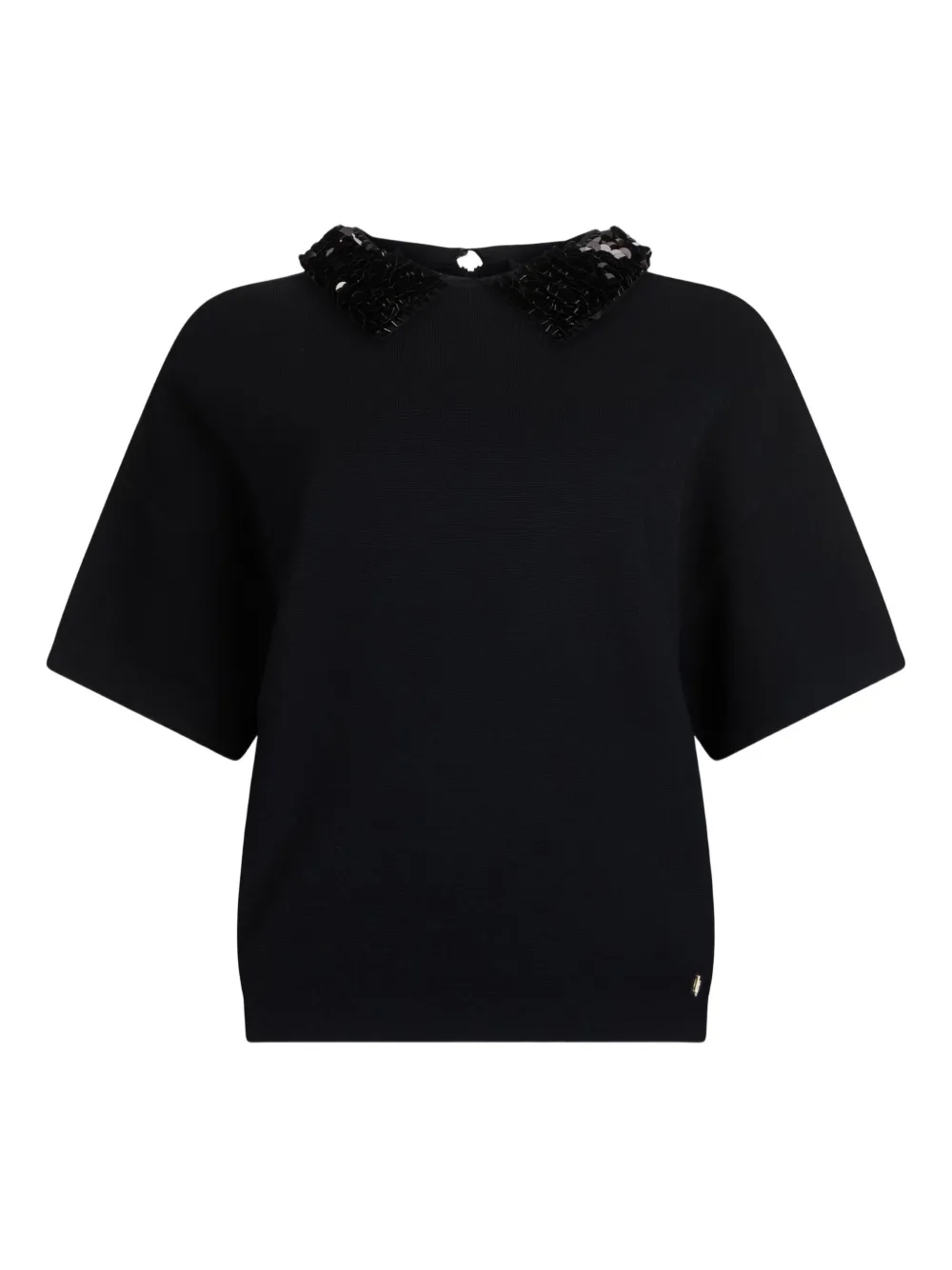 LIU JO sequin-embellished colared T-shirt | Black | Image 1