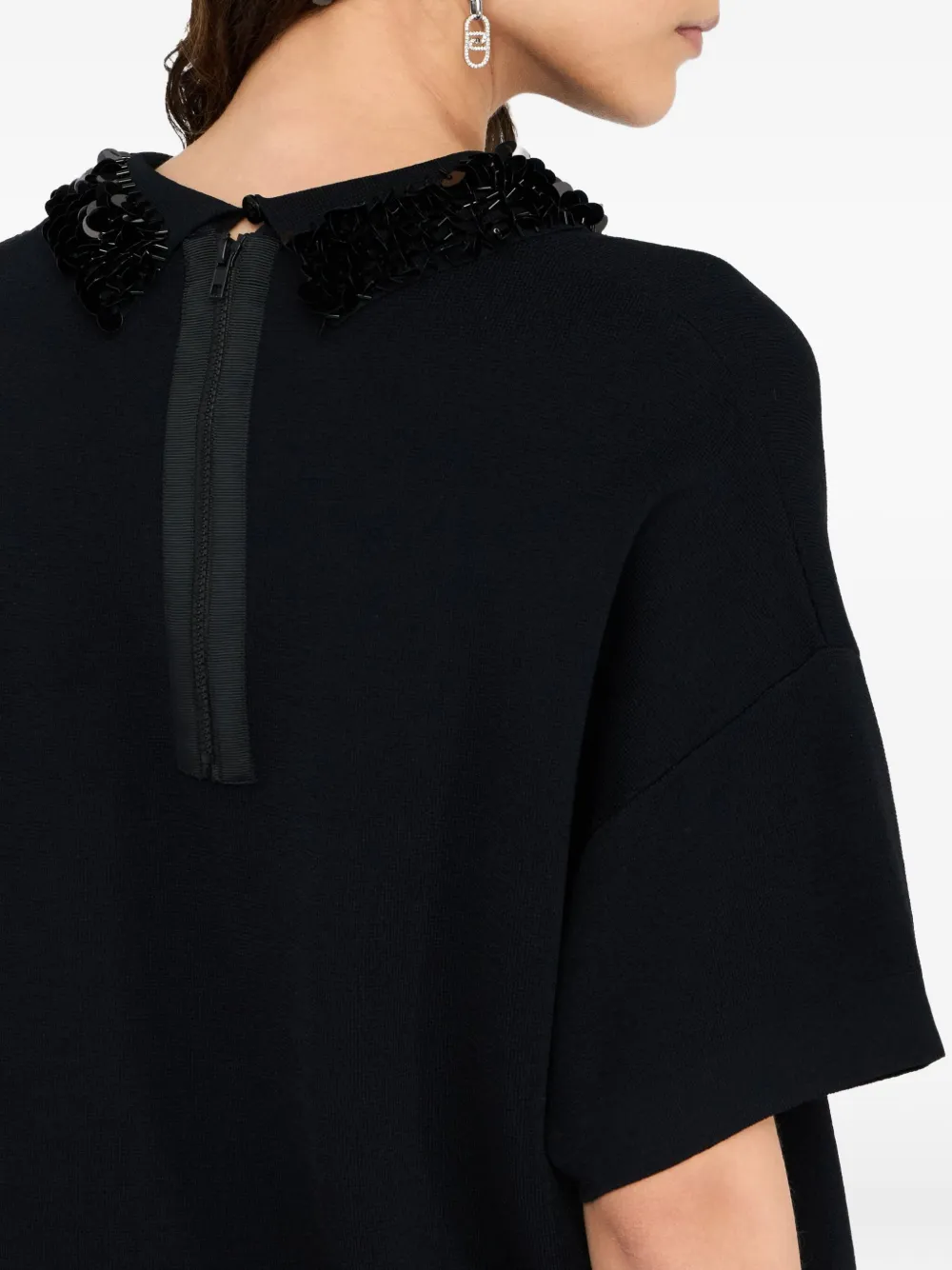 LIU JO T-shirt met pailletten en kraag Zwart