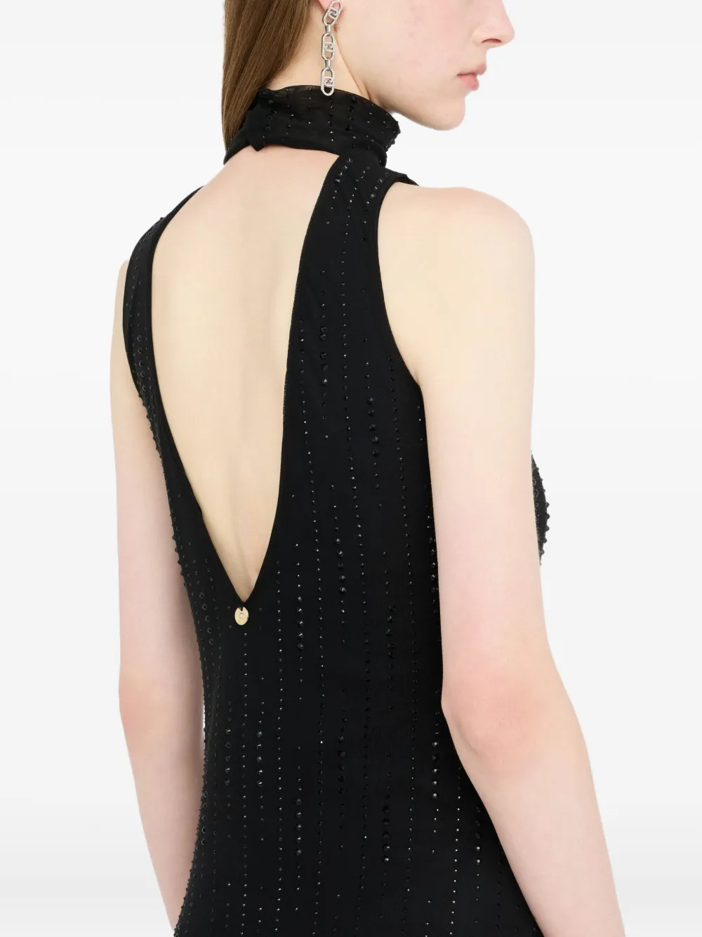 LIU JO Tulle dress with gemstones Zwart