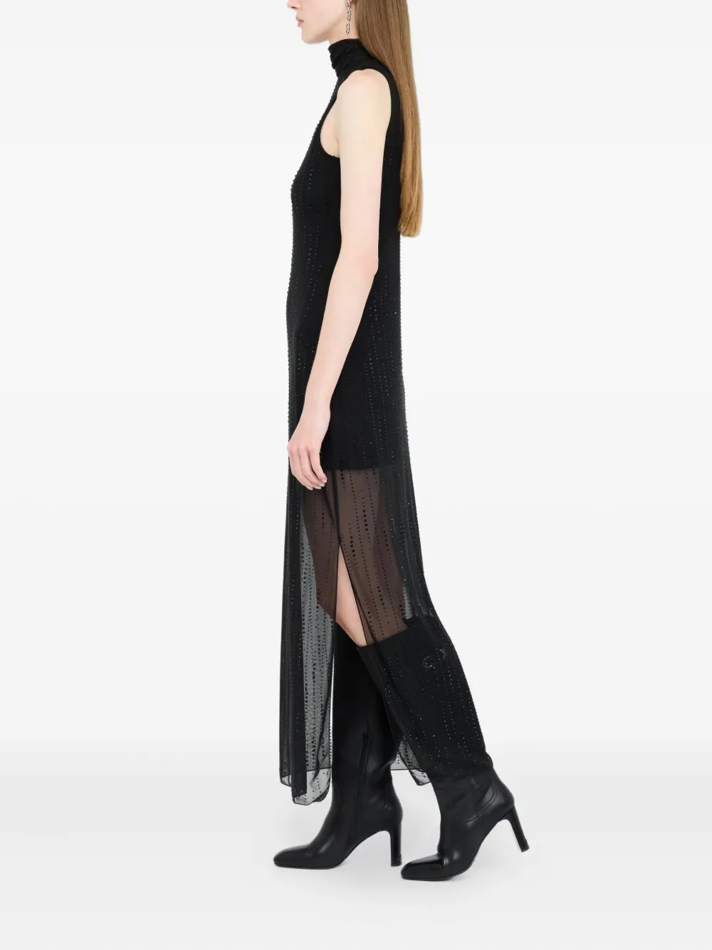 LIU JO Tulle dress with gemstones Zwart