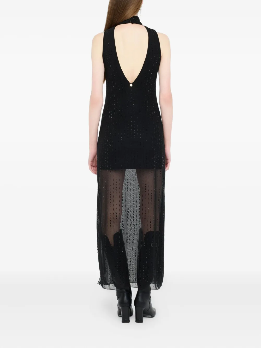 LIU JO Tulle dress with gemstones Zwart