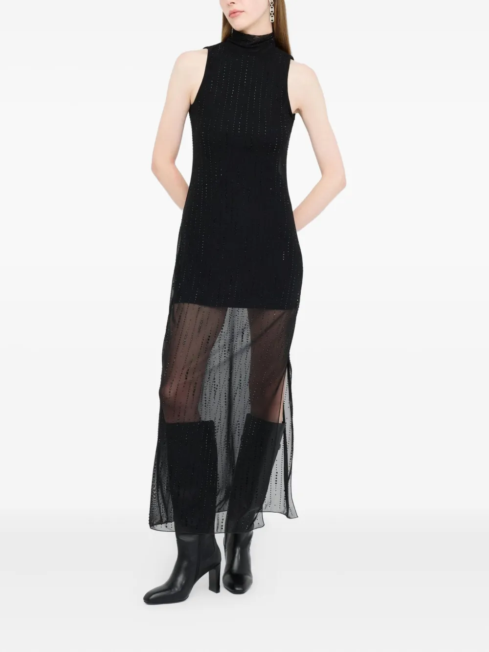 LIU JO Tulle dress with gemstones Zwart