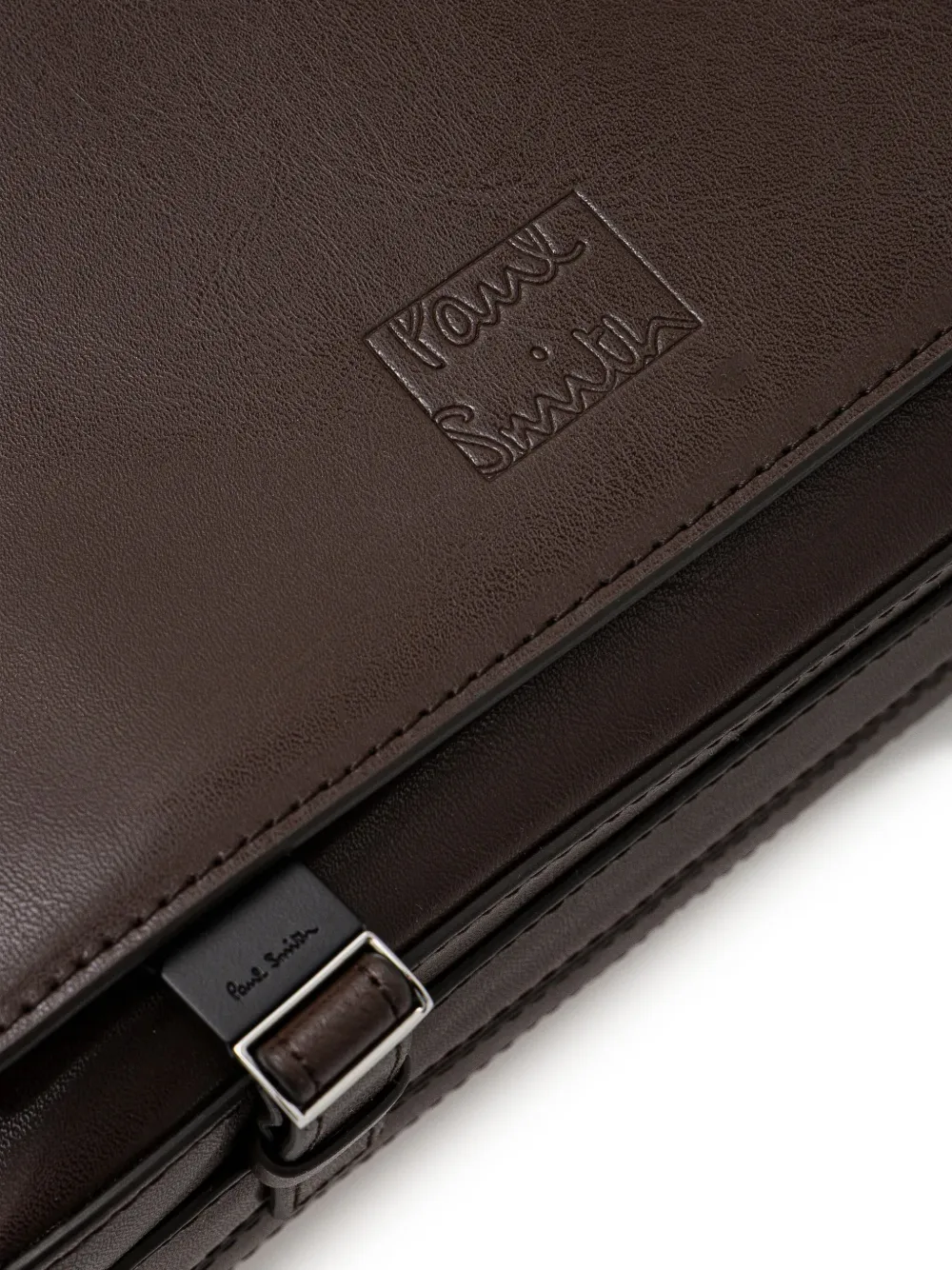 Paul Smith zip-top leather messenger bag Bruin