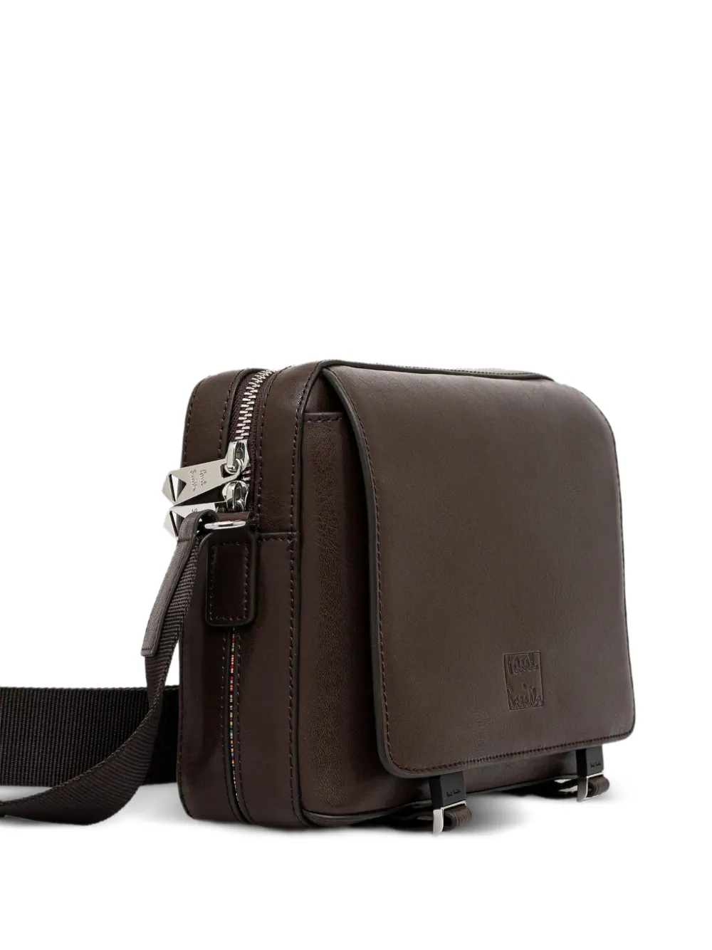 Paul Smith zip-top leather messenger bag Bruin