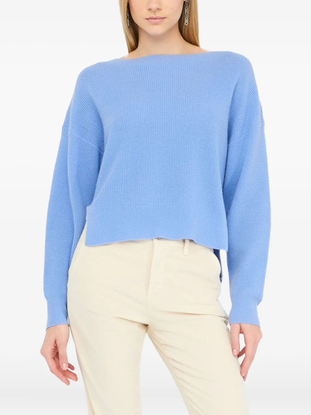 LIU JO ribbed boat-neck sweater Blauw