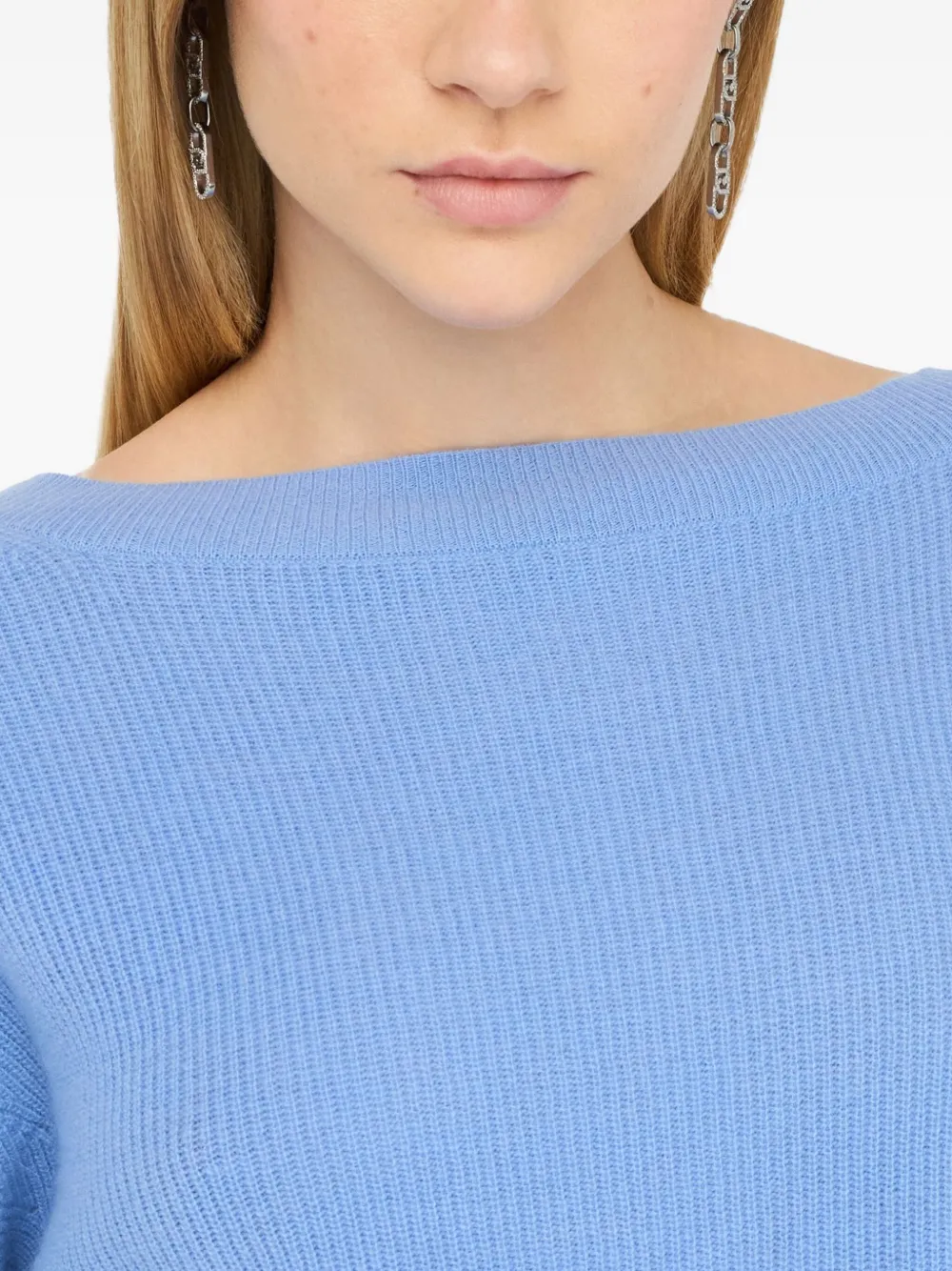 LIU JO ribbed boat-neck sweater Blauw
