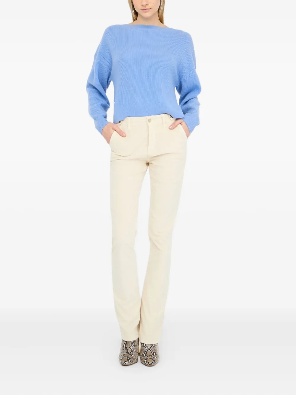 LIU JO ribbed boat-neck sweater Blauw
