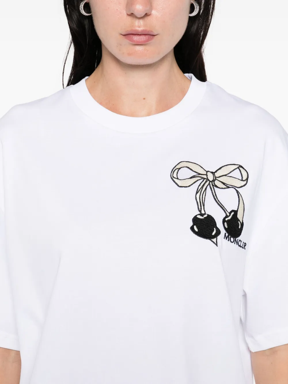 Moncler T-shirt met geborduurde strik Wit