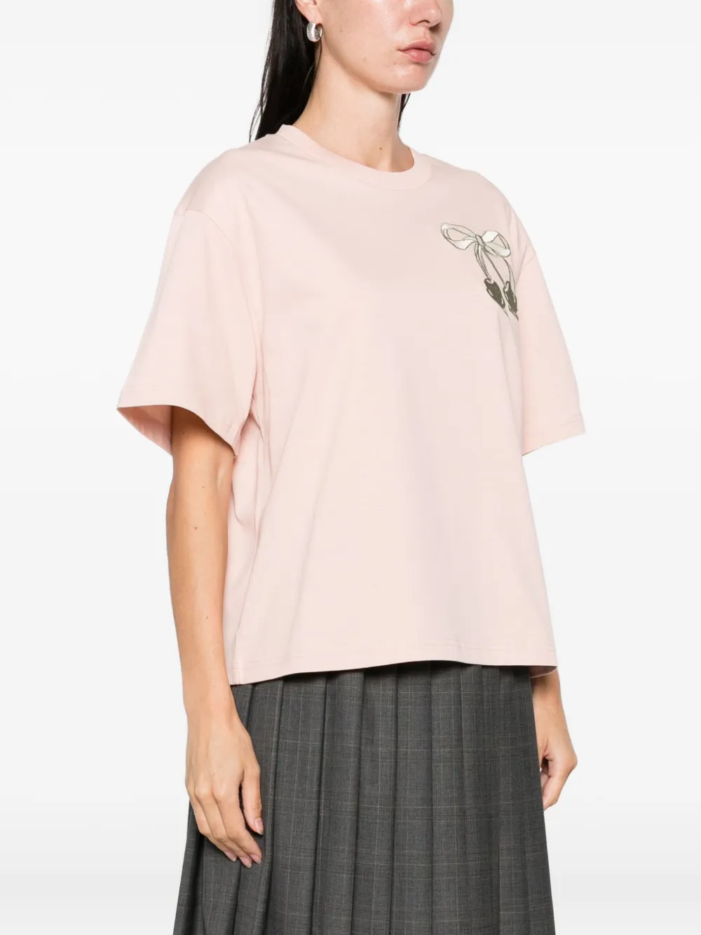 Moncler Bow-embroidered T-shirt In Pink