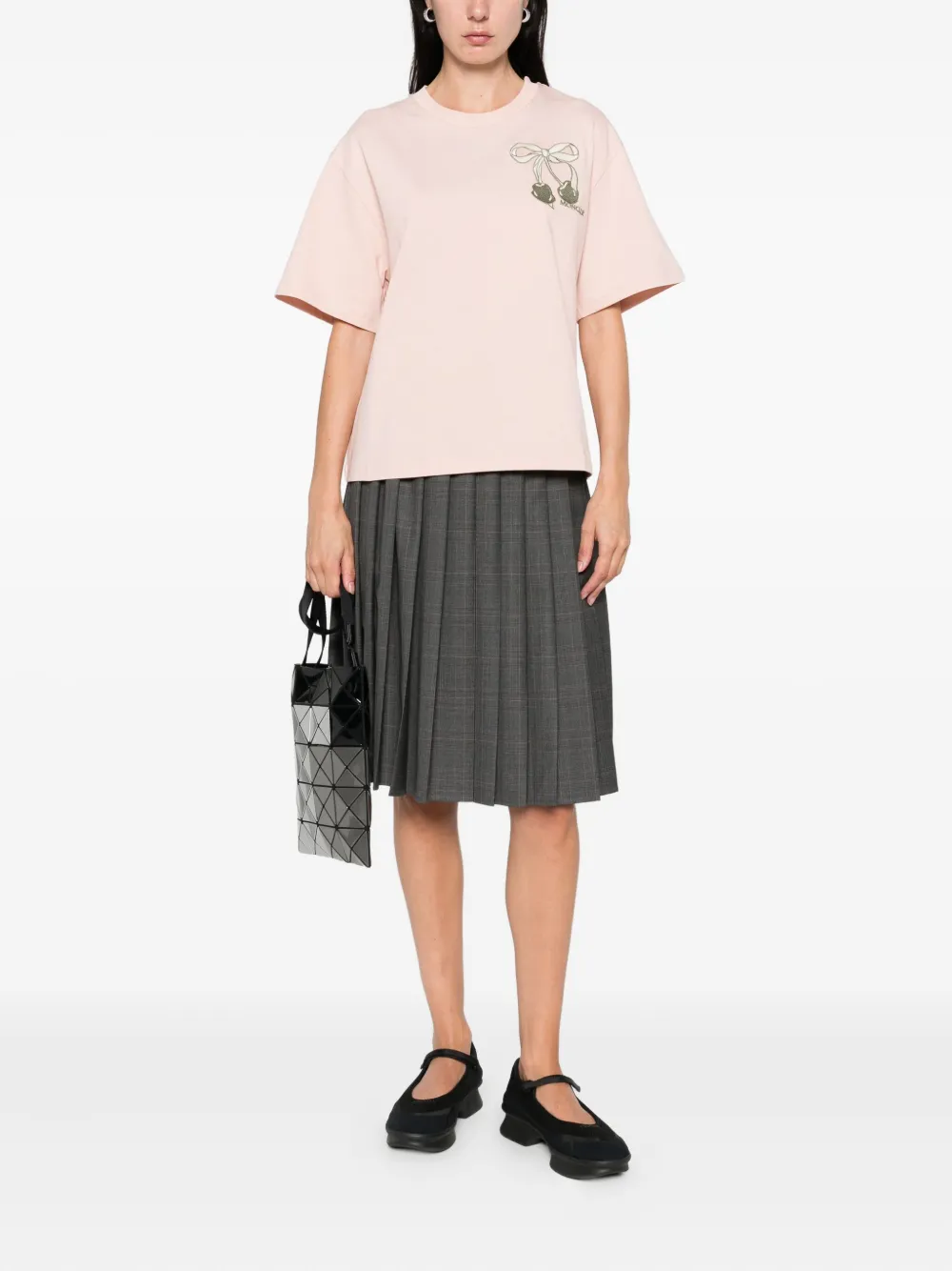 Moncler Bow-embroidered T-shirt In Pink