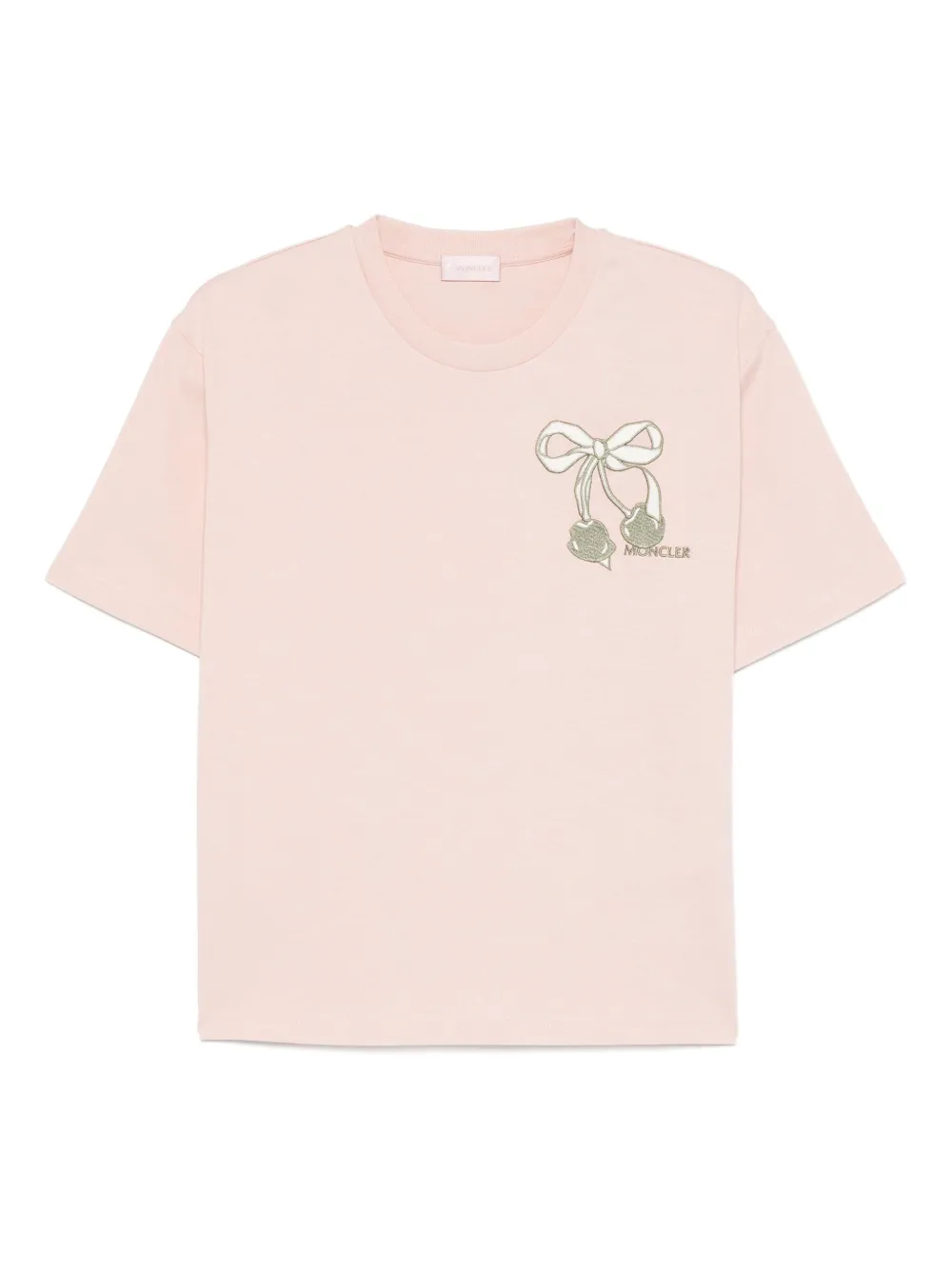 Moncler Bow-embroidered T-shirt In Pink
