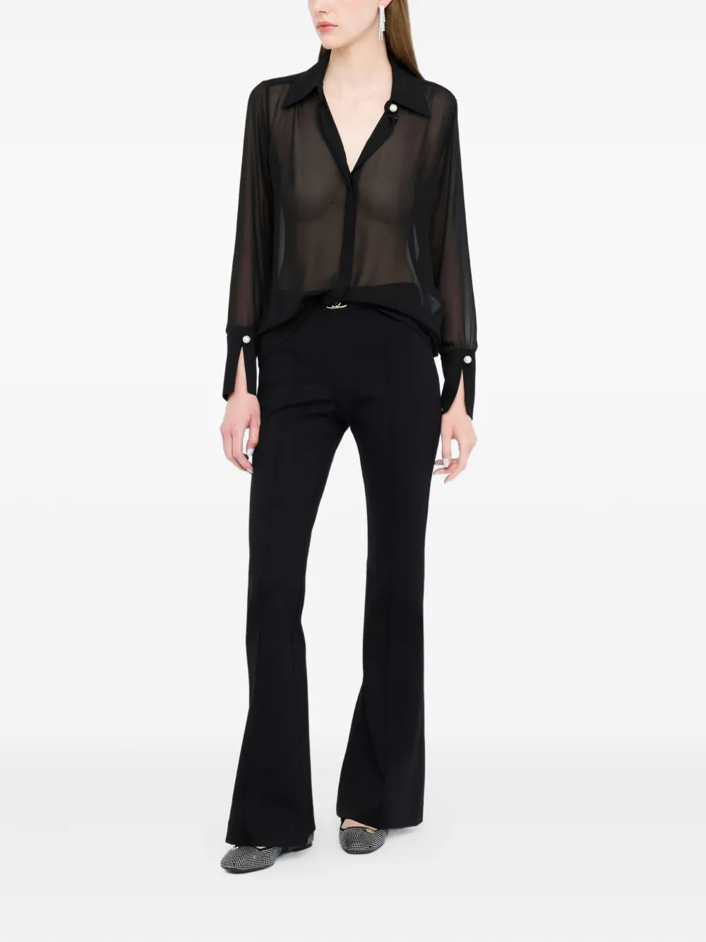 LIU JO pearl-embellishment shirt - Zwart
