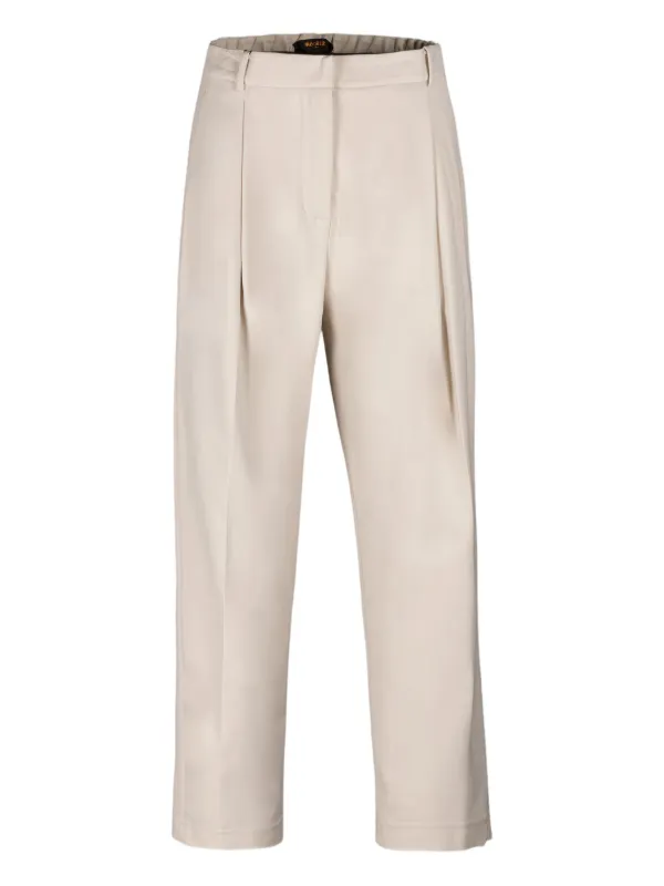 Moorer Pleated Cropped Trousers in Neutrals