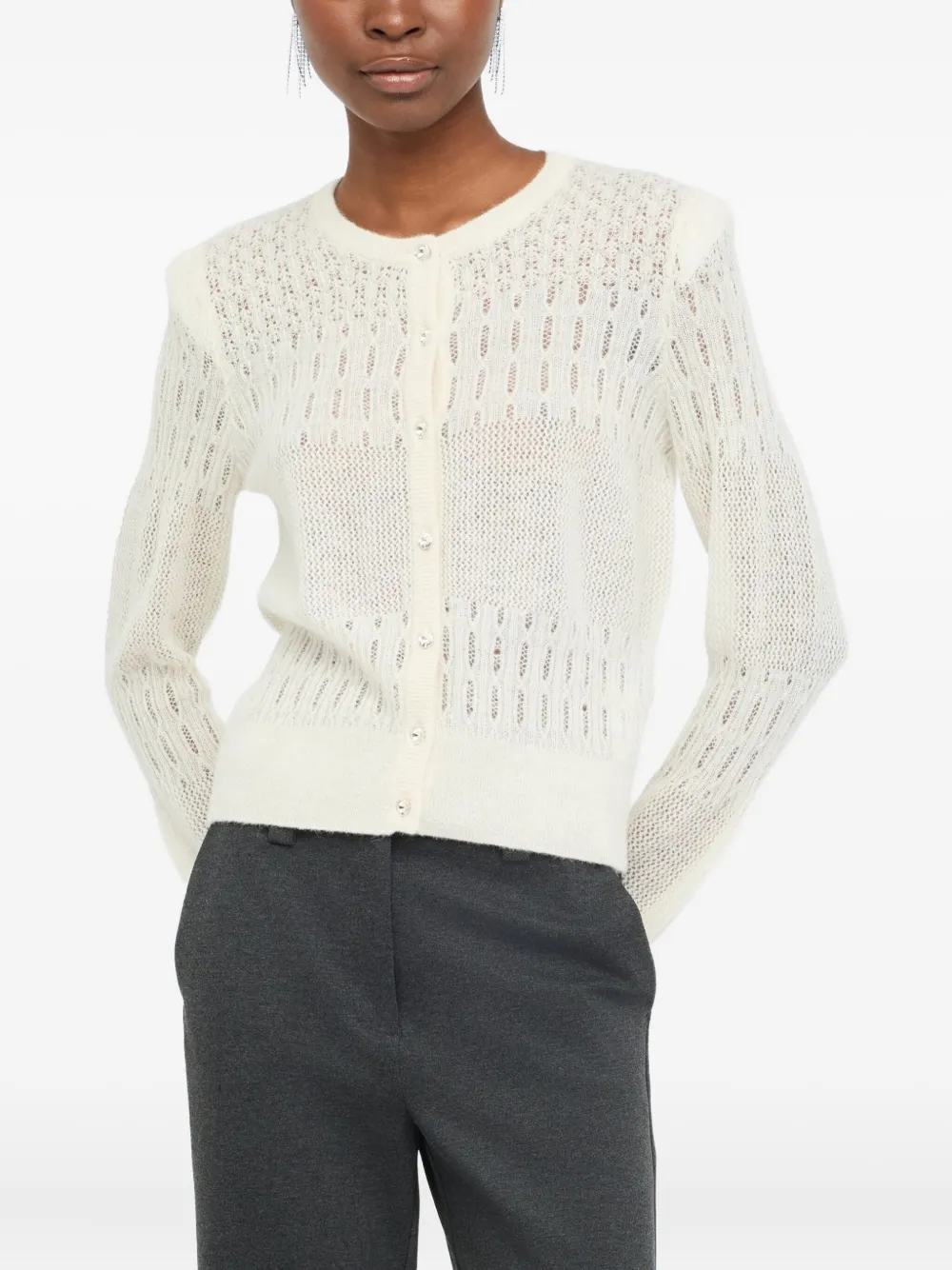 Liu •jo Wool And Alpaca Cardigan In White