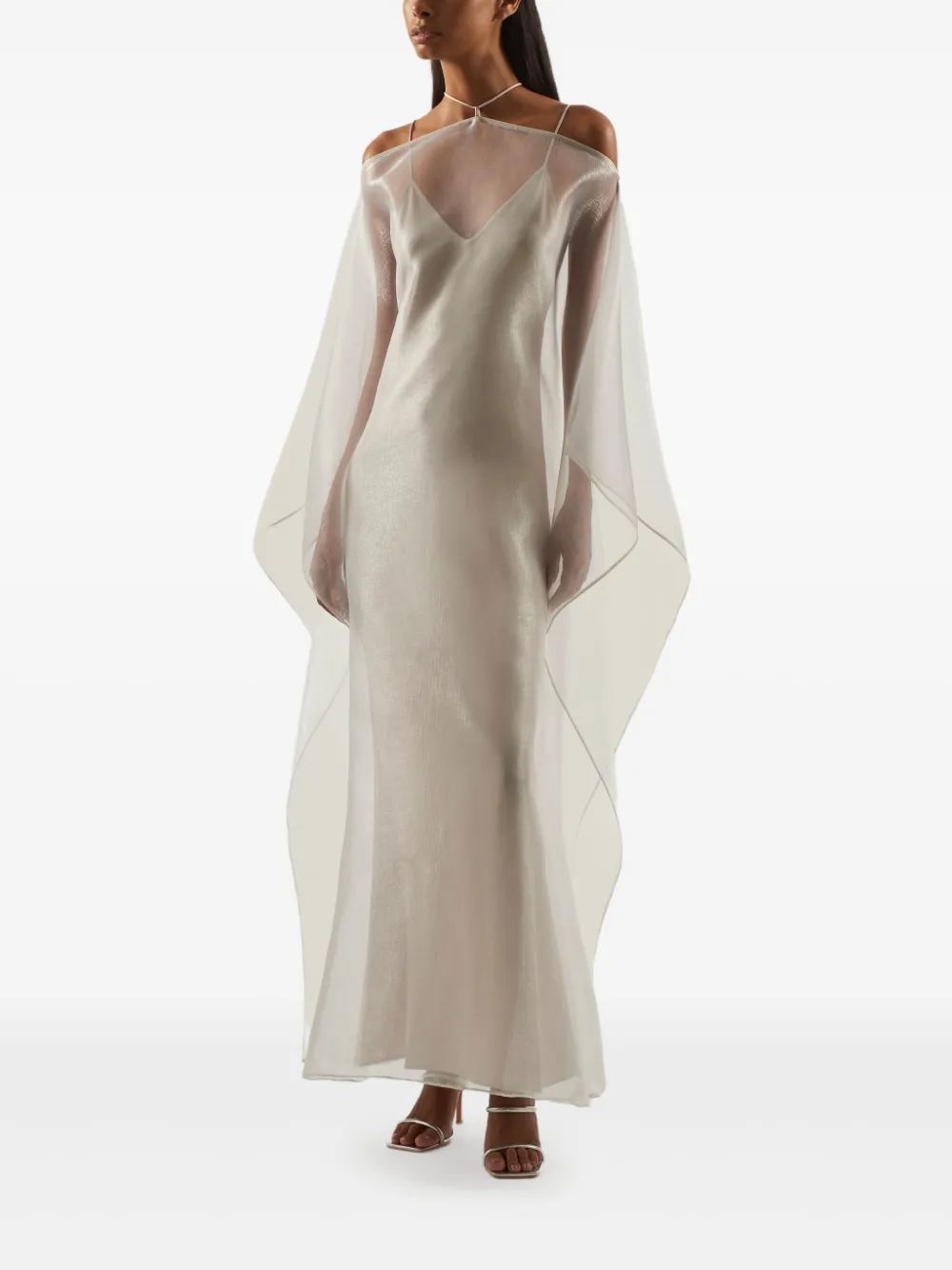 Taller Marmo Sza Sza organza-overlay slip dress | Neutrals | Image 1