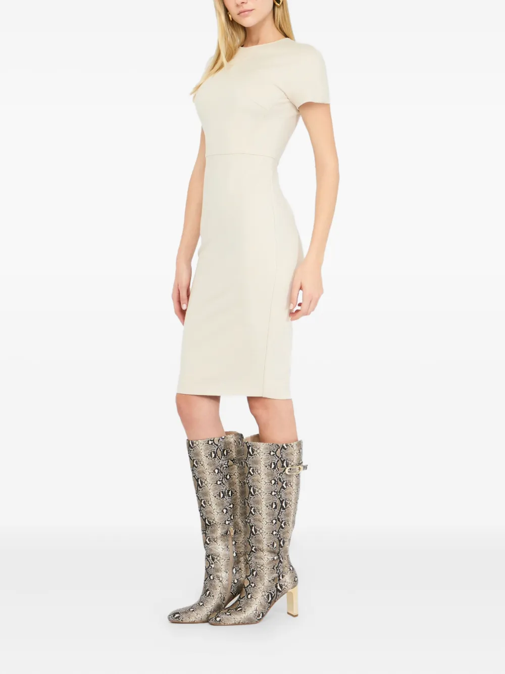 LIU JO short-sleeve midi dress Beige