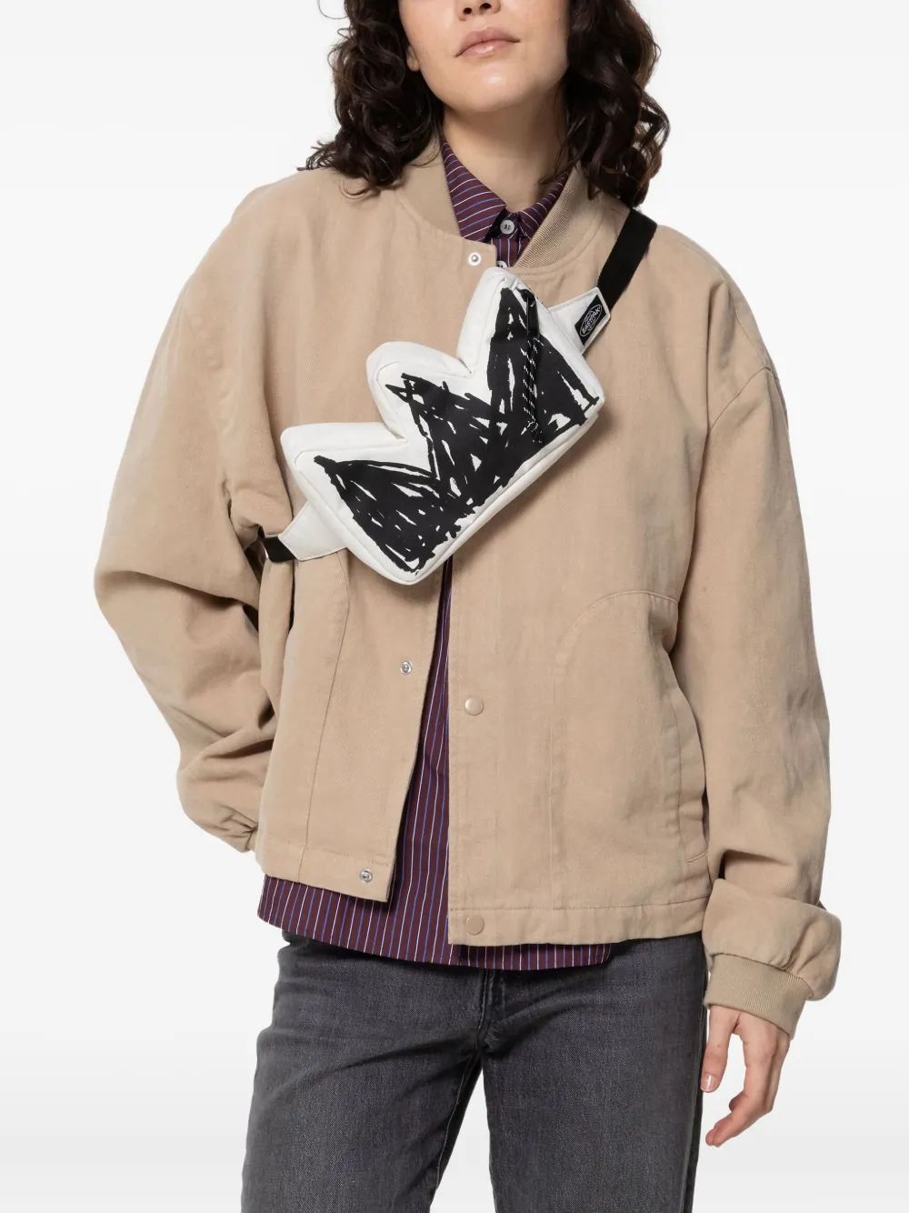 Eastpak x Basquiat Crown kleine heuptas Wit