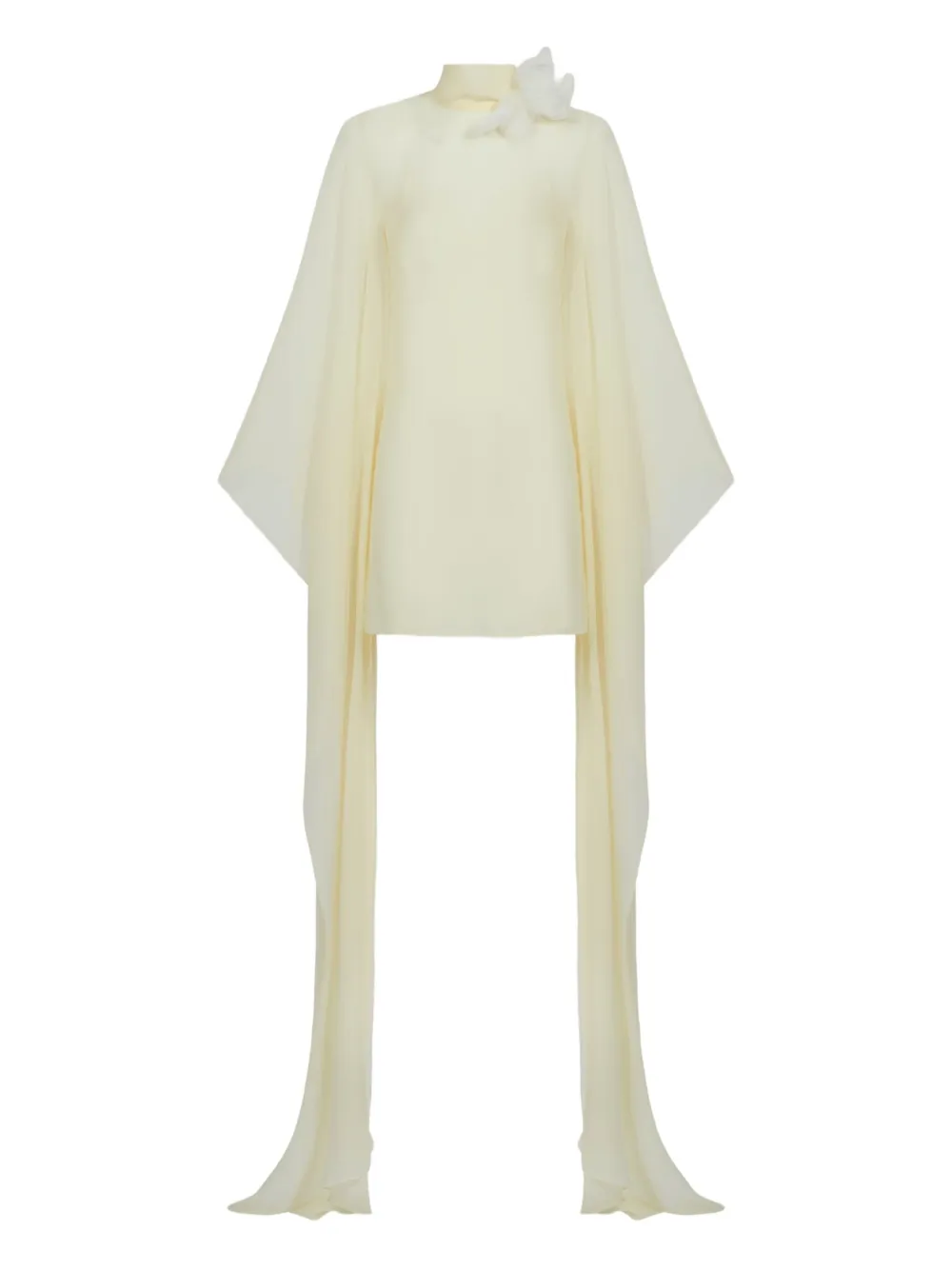 Taller Marmo Lanzarote flower-embellished silk mini dress - ニュートラル Taller Marmo Lanzarote flower-embellished silk mini dress - ニュートラル