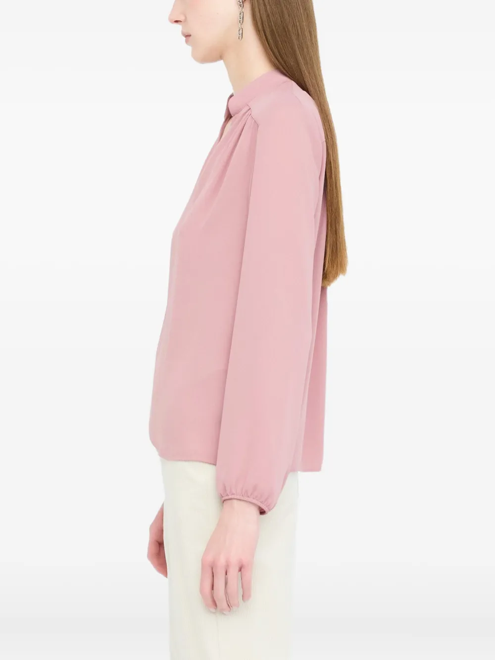 LIU JO mandarin-collar V-neck blouse Roze