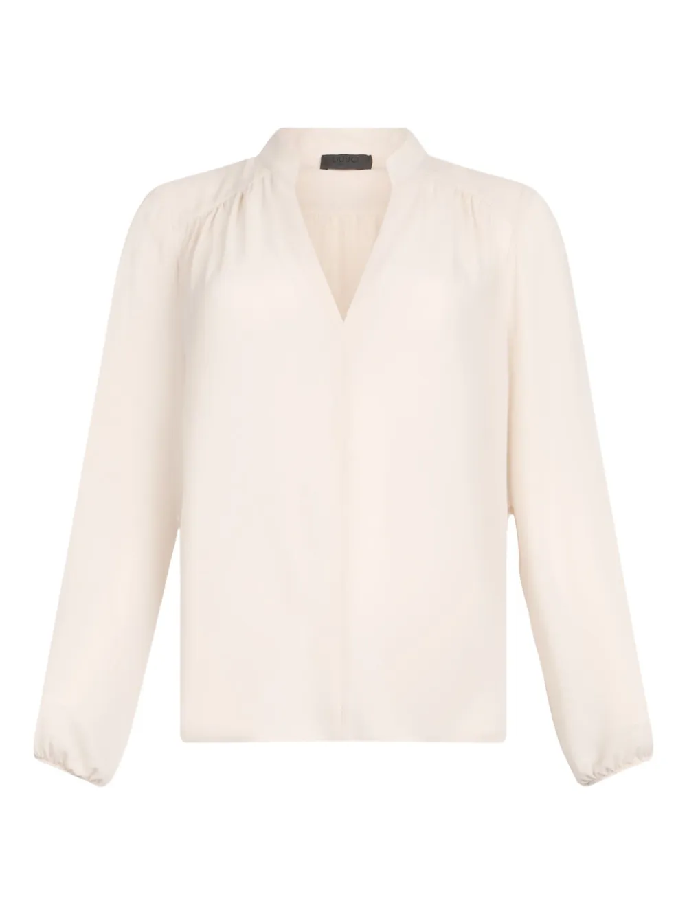 LIU JO mandarin-collar V-neck blouse Beige