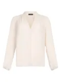 LIU JO mandarin-collar V-neck blouse - Neutrals