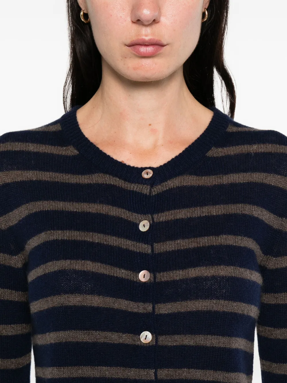 Aragona Striped Button Cardigan In Gray
