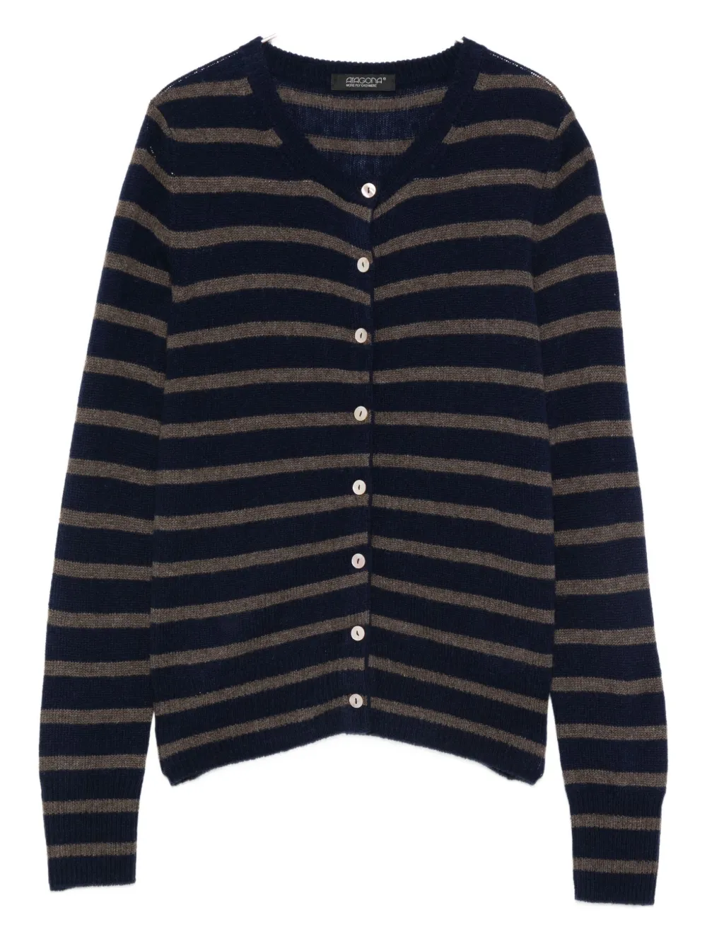 Aragona Striped Button Cardigan In Gray