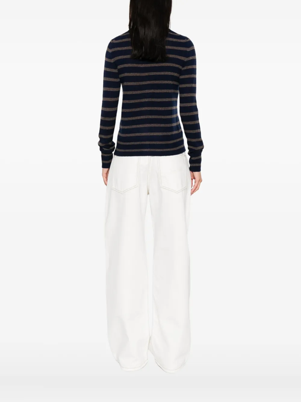 Aragona Striped Button Cardigan In Gray